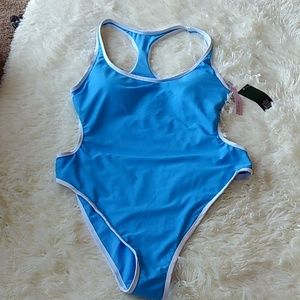 Baby blue one piece swimsuit